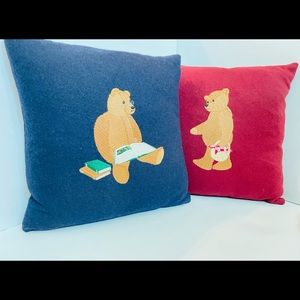 Vintage down filled CJC appliqué pillow